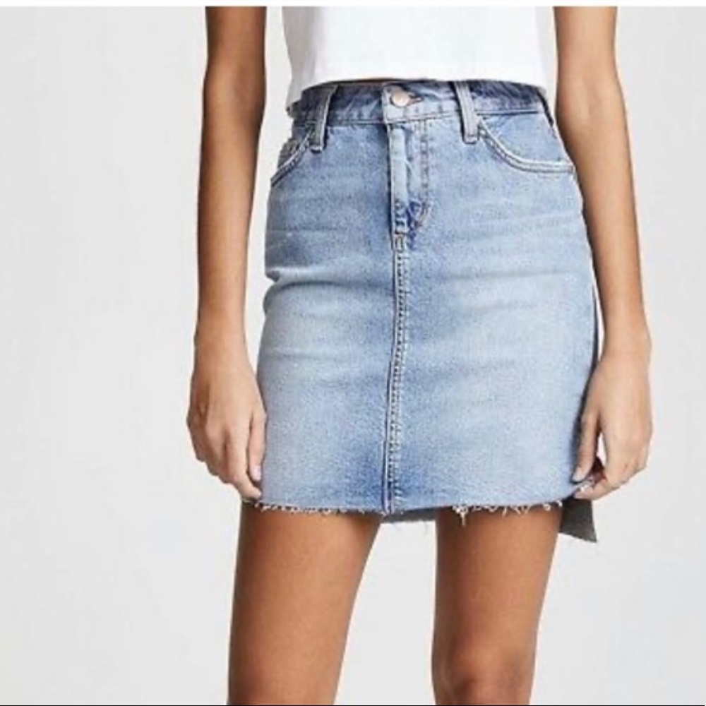 Joe’s Jeans Hi Low Raw Hem Denim Mini Skirt
